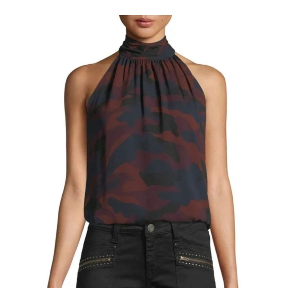 Joie Camouflage Lined Halter Top Small 100% Silk Like New Revolve